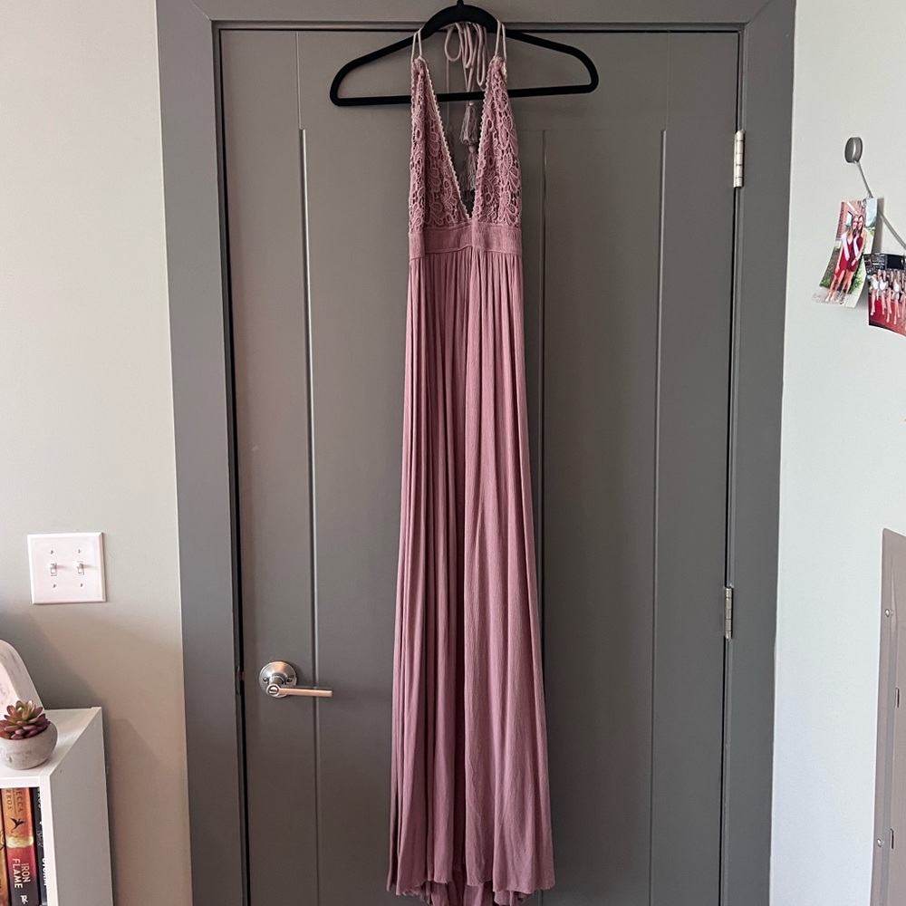 Mauve Halter Maxi Dress